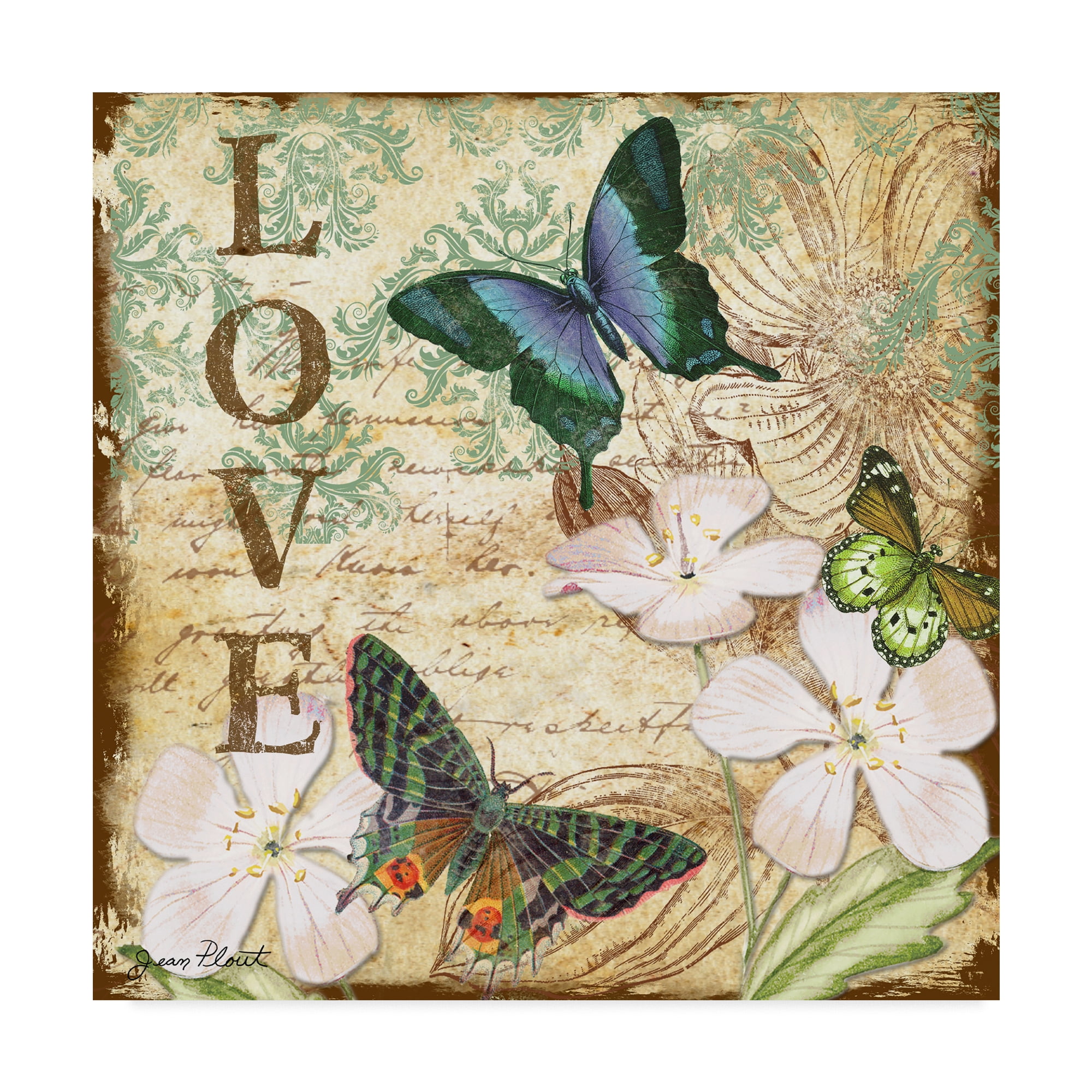 Trademark Fine Art 'Inspirational Butterflies Love' Canvas Art by Jean Plout