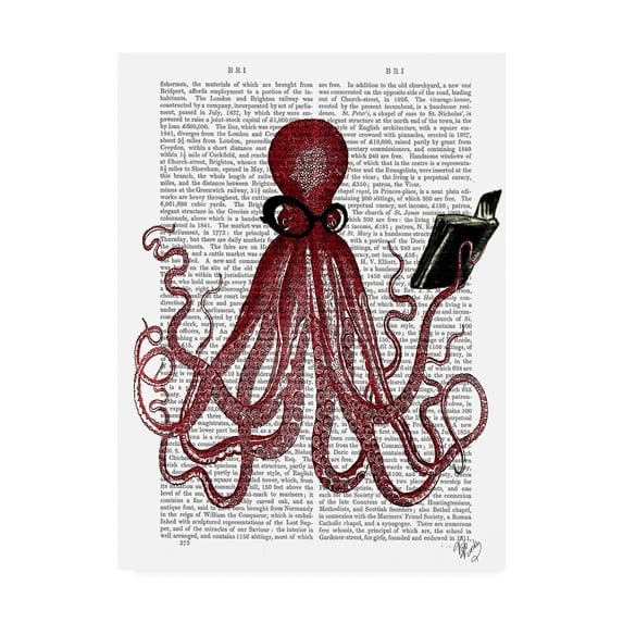 Trademark Fine Art 'Intelligent Octopus' Canvas Art by Fab Funky
