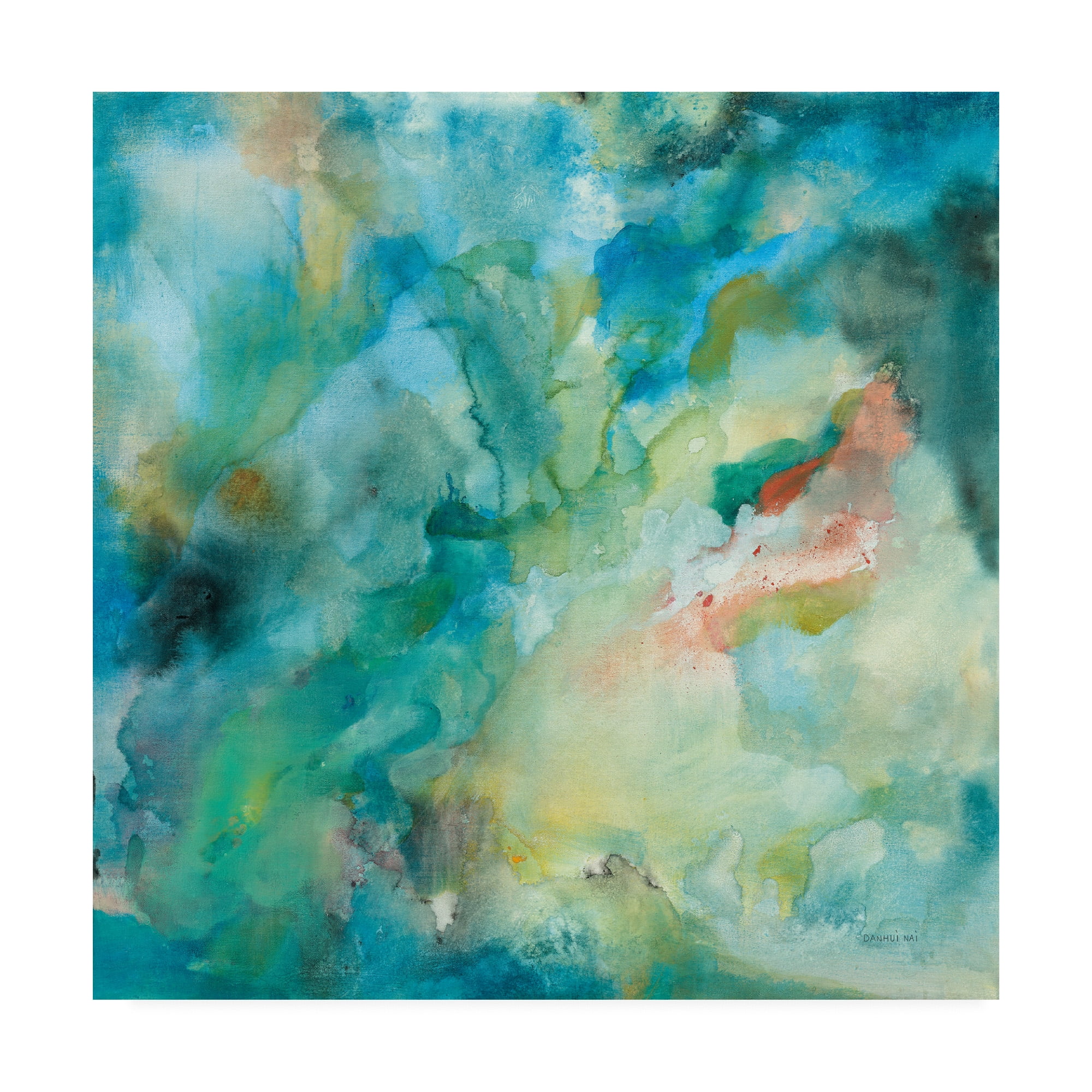 24 x 24 Turquoise and Teal Abstract Canvas Art