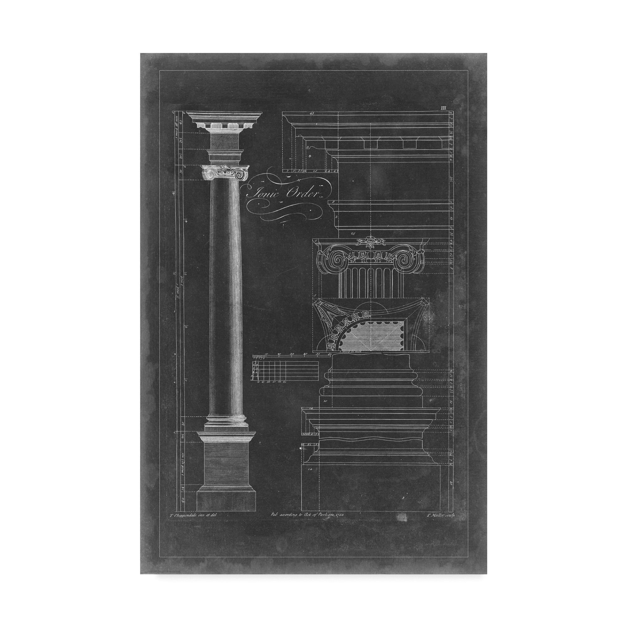 Trademark Fine Art 'Ionic Order Blueprint' Canvas Art by Thomas Chippendale
