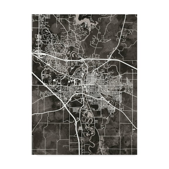 Trademark Fine Art 'Iowa City Map Black' Canvas Art by Michael Tompsett