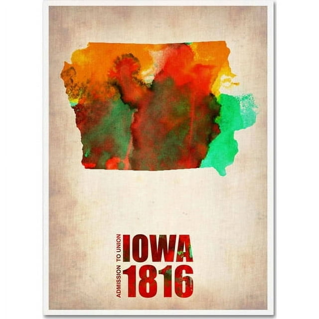 Trademark Fine Art "Iowa Watercolor Map" Canvas Art by Naxart
