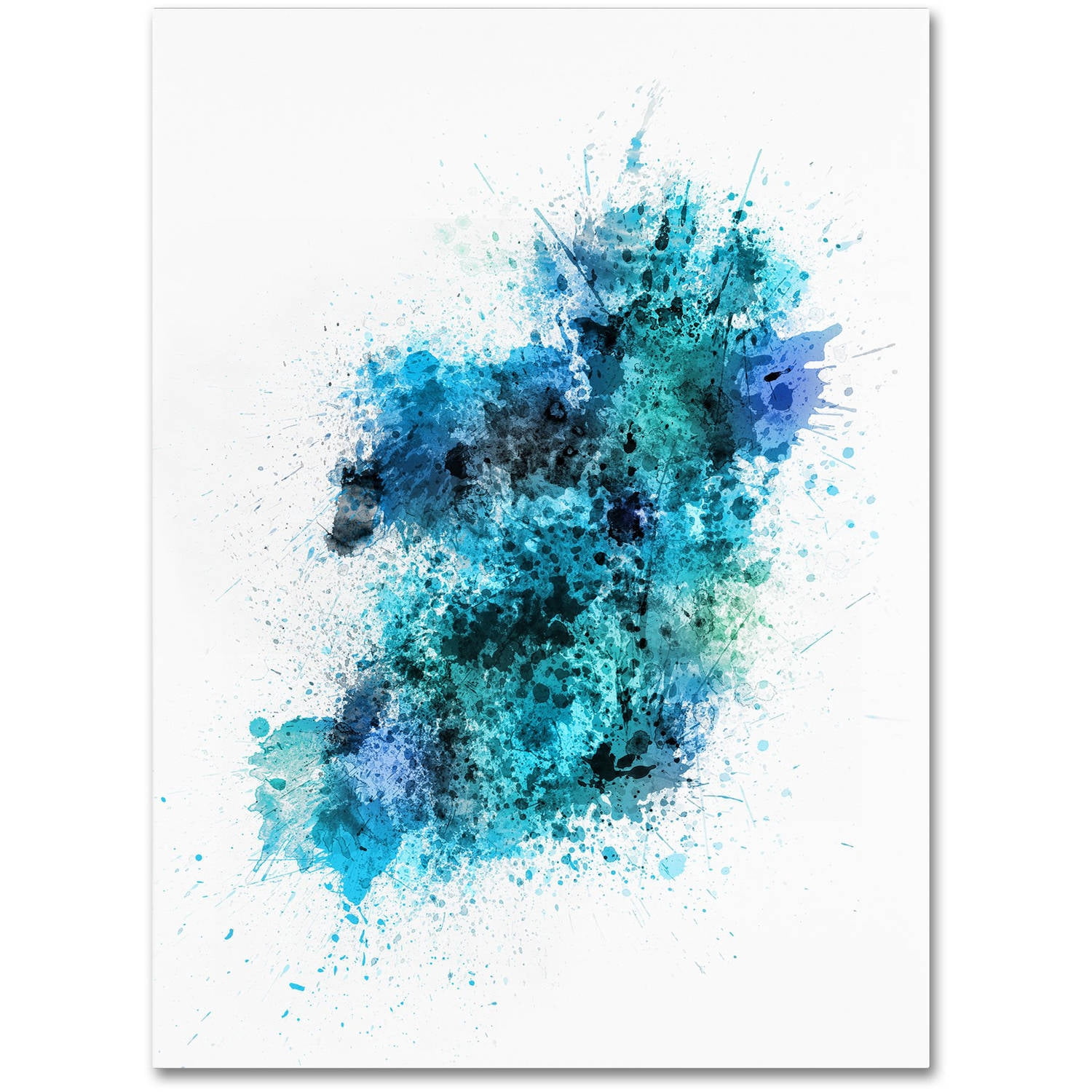 Trademark Fine Art "Ireland Map Paint Splashes" Canvas Art by Michael Tompsett