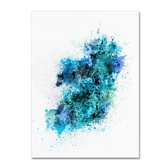 Trademark Fine Art "Ireland Map Paint Splashes" Canvas Art by Michael Tompsett