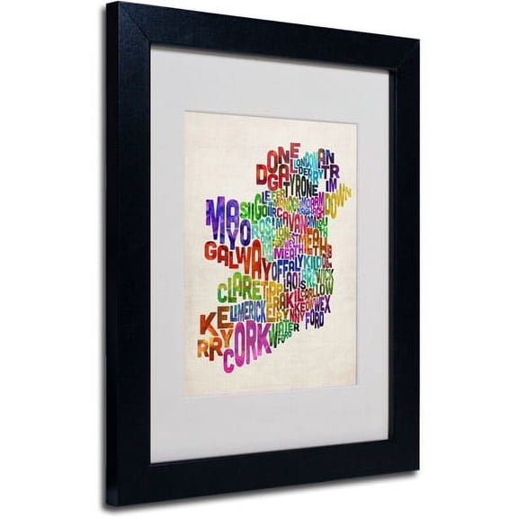 Trademark Fine Art "Ireland Text Map 3" Matted Framed Art by Michael Tompsett