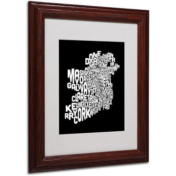 Trademark Fine Art "Ireland Text Map 5" Matted Framed Art by Michael Tompsett