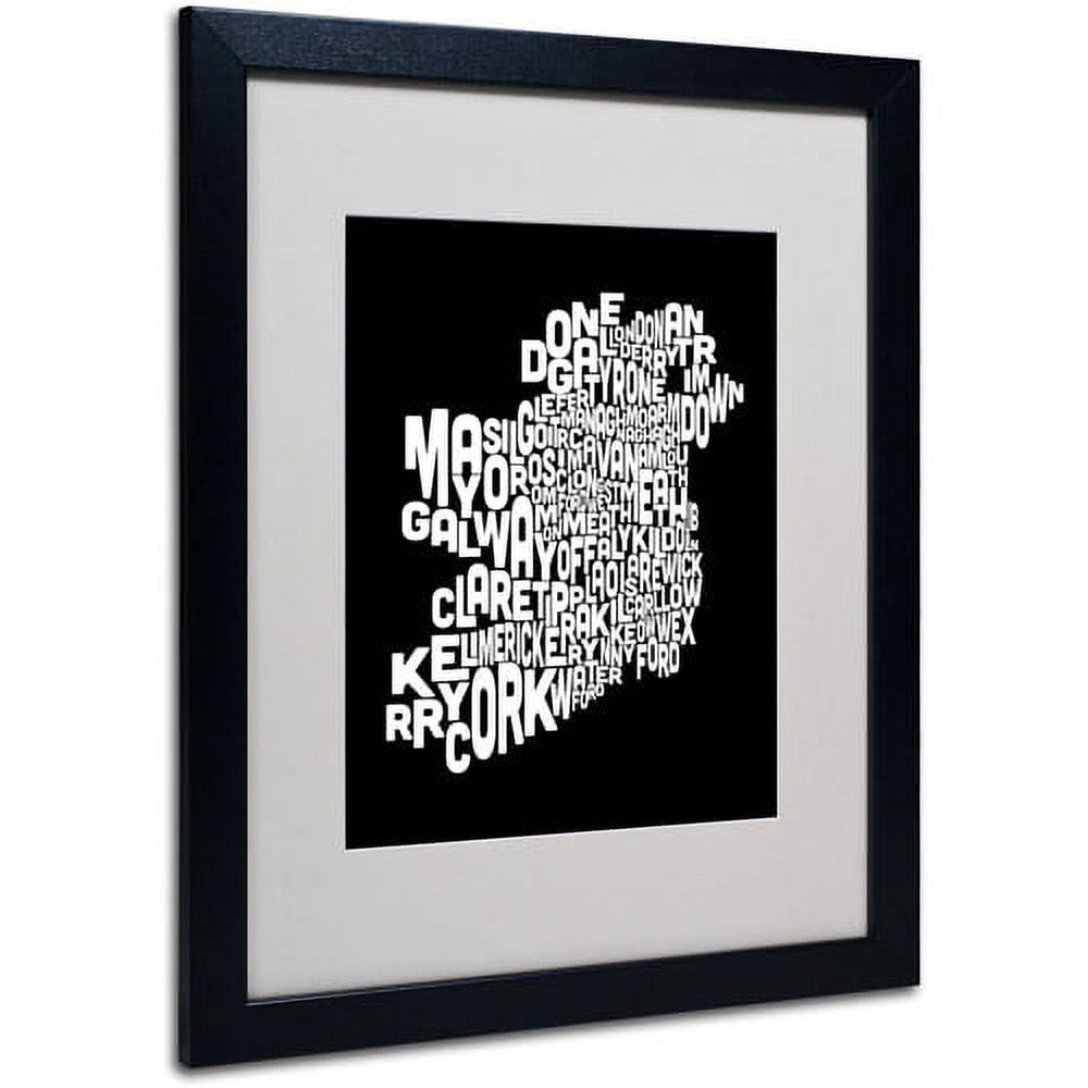 Trademark Fine Art "Ireland Text Map 5" Matted Framed Art by Michael Tompsett