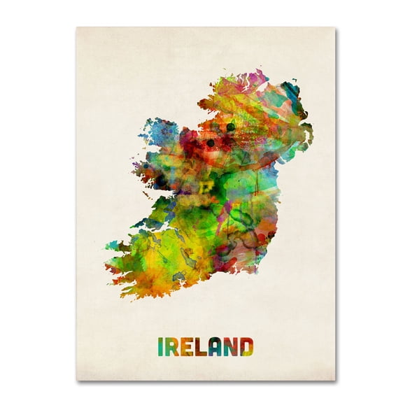 Trademark Fine Art "Ireland Watercolor Map" Canvas Art by Michael Tompsett