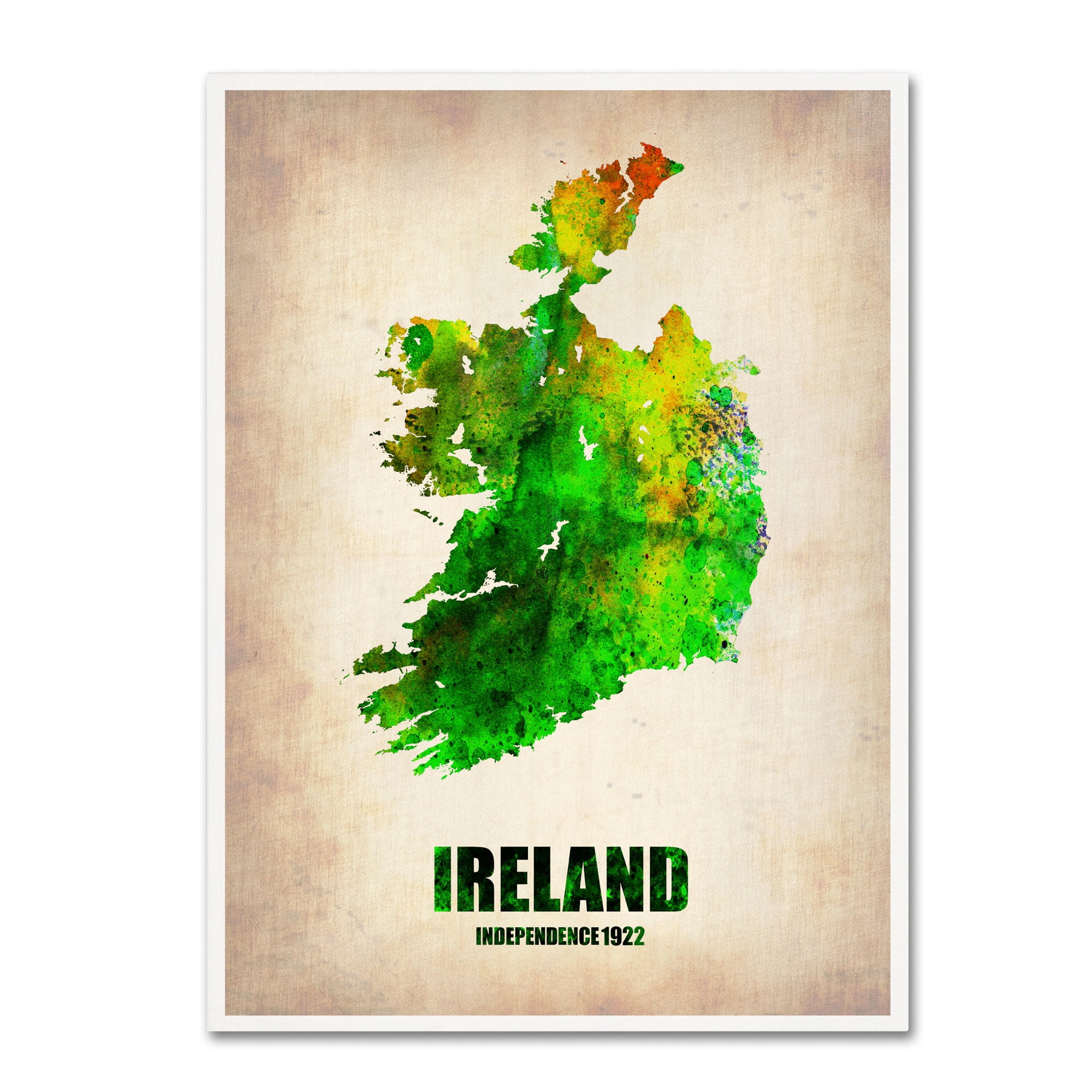 Trademark Fine Art "Ireland Watercolor Map" Canvas Art by Naxart