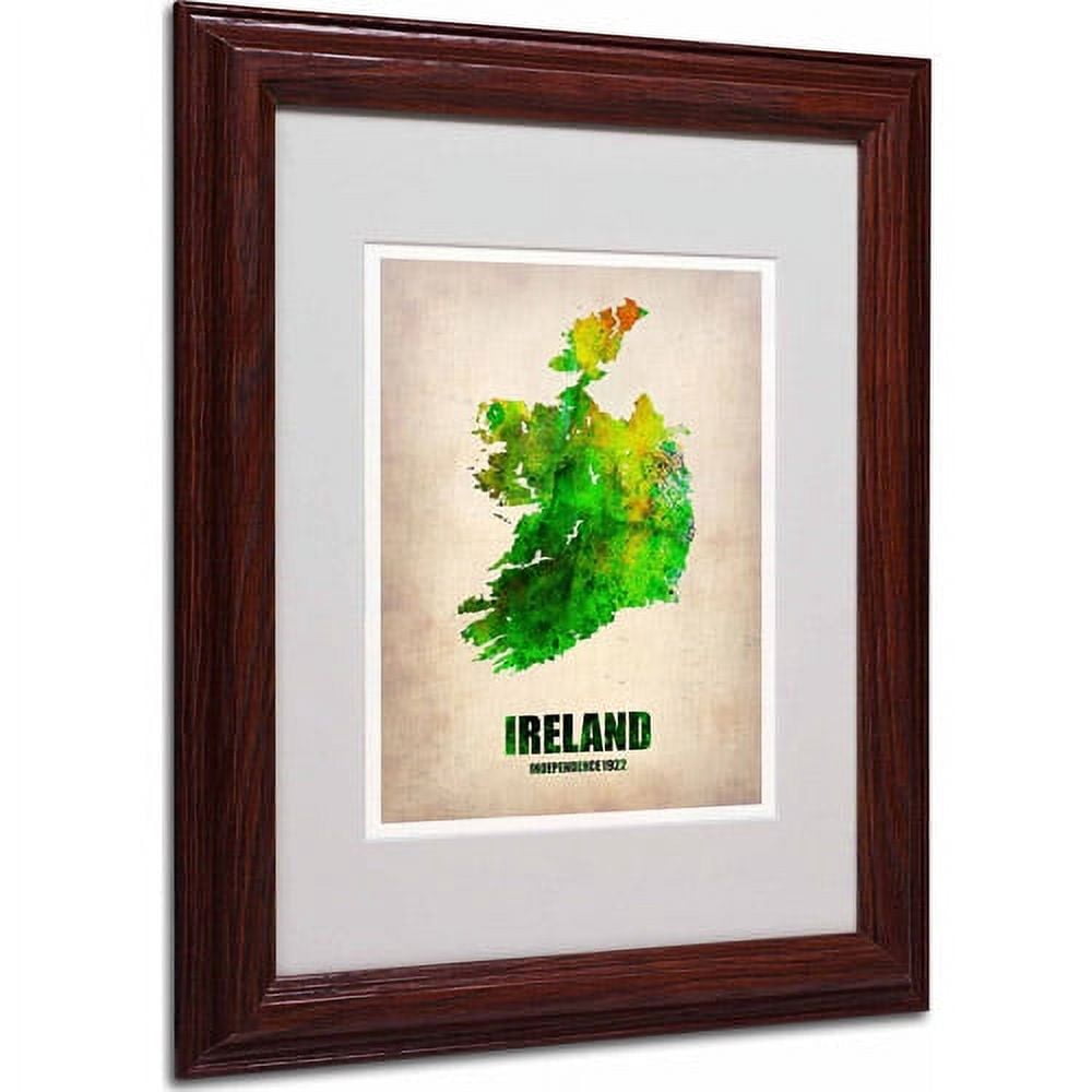 Trademark Fine Art "Ireland Watercolor Map" Matted Framed Art by Naxart, Wood Frame