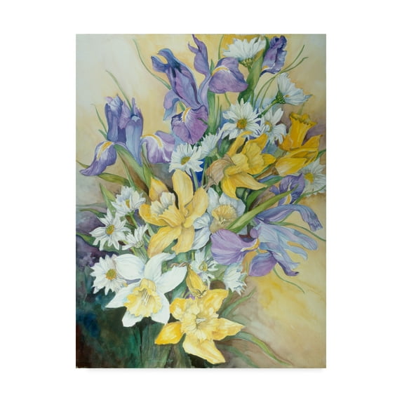 Trademark Fine Art 'Iris Daisies And Daffodils' Canvas Art by Joanne Porter