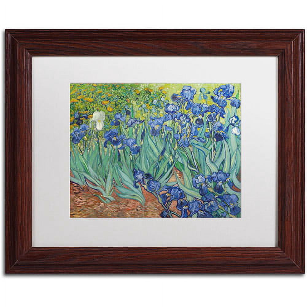 Trademark Fine Art "Irises, 1889" Canvas Art by Vincent van Gogh, White Matte, Wood Frame