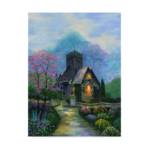 Trademark Fine Art 'Irish Church And Garden' Canvas Art by Bonnie B Cook
