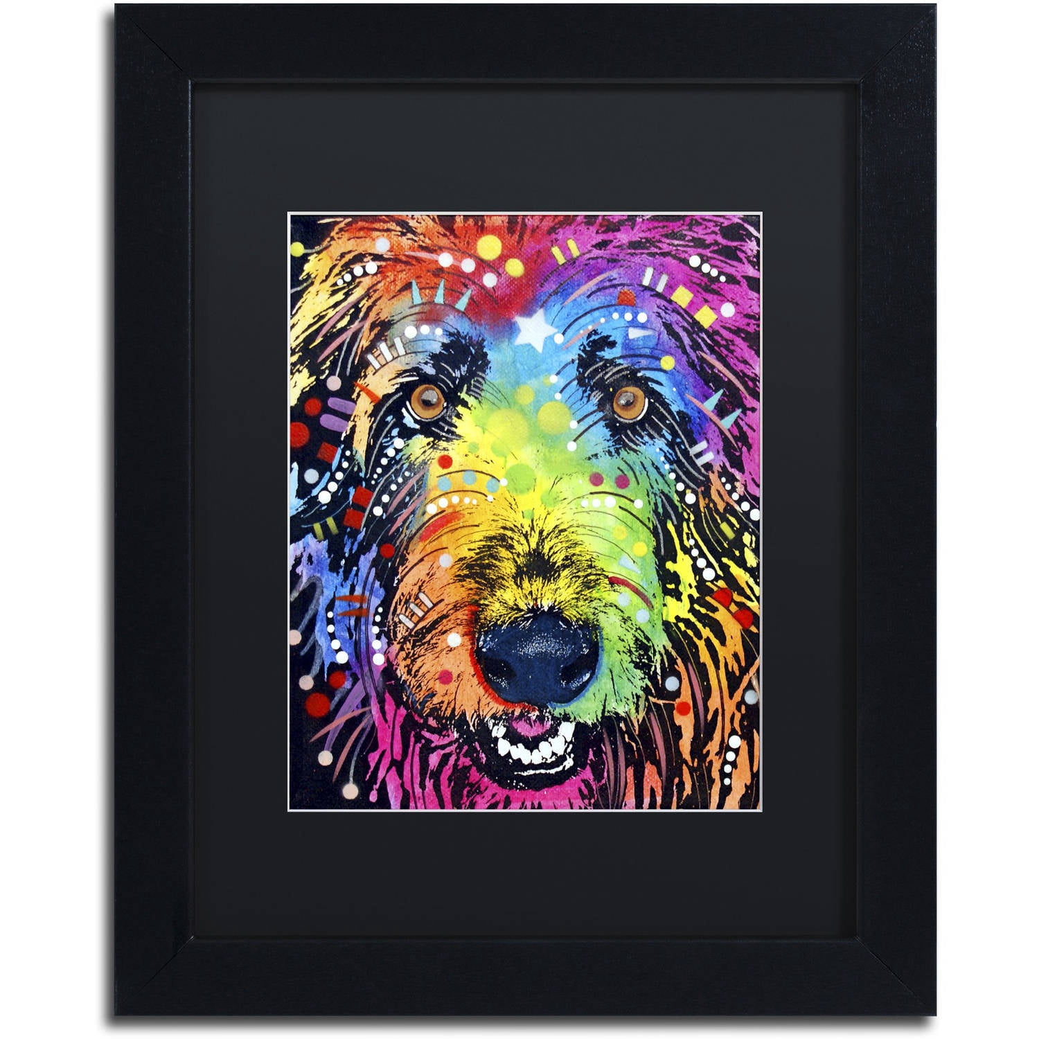 Trademark Fine Art "Irish Wolfhound" Canvas Art by Dean Russo, Black Matte, Black Frame