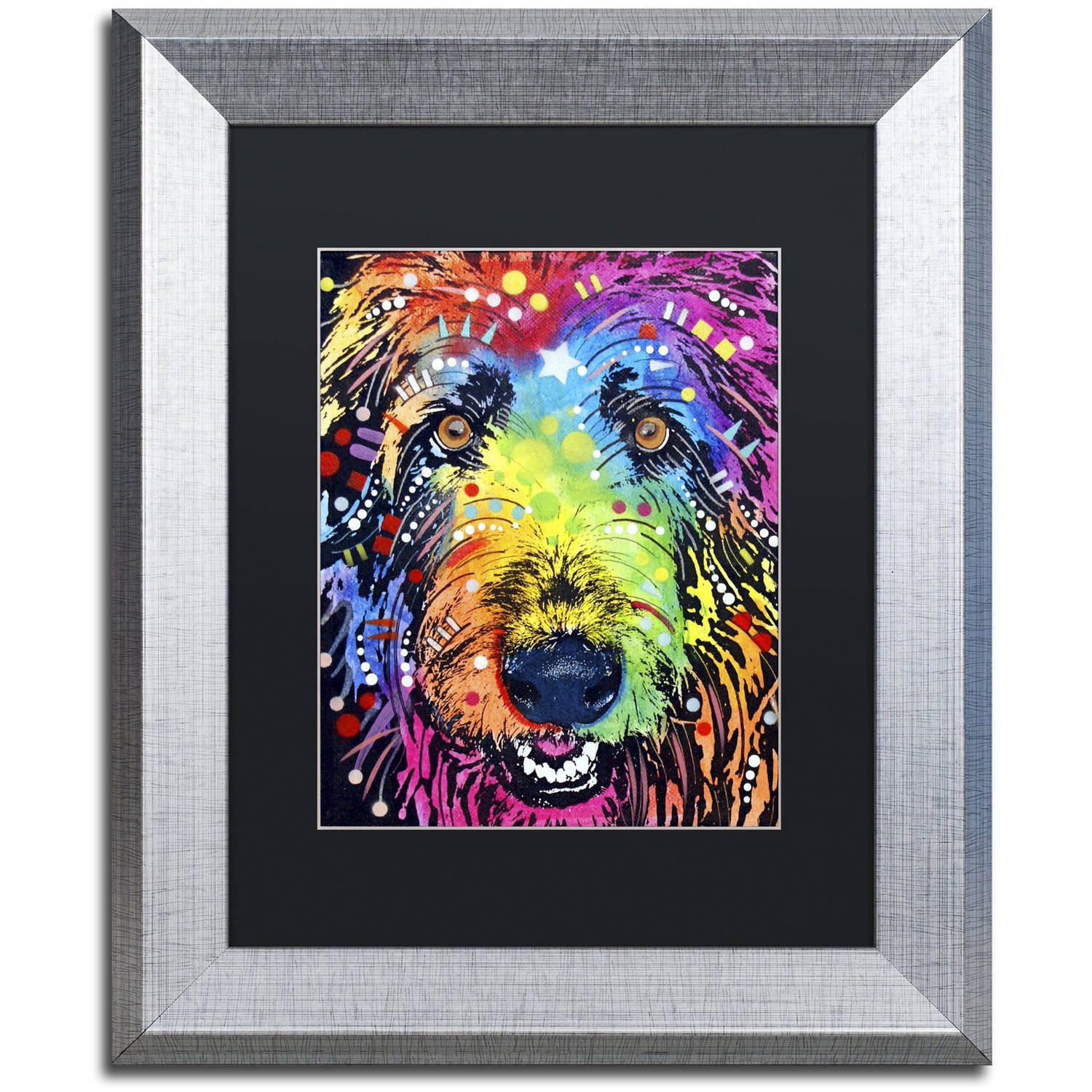 Trademark Fine Art "Irish Wolfhound" Canvas Art by Dean Russo, Black Matte, Silver Frame