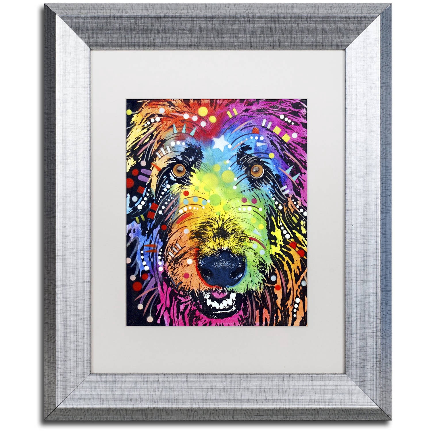 Trademark Fine Art "Irish Wolfhound" Canvas Art by Dean Russo, White Matte, Silver Frame