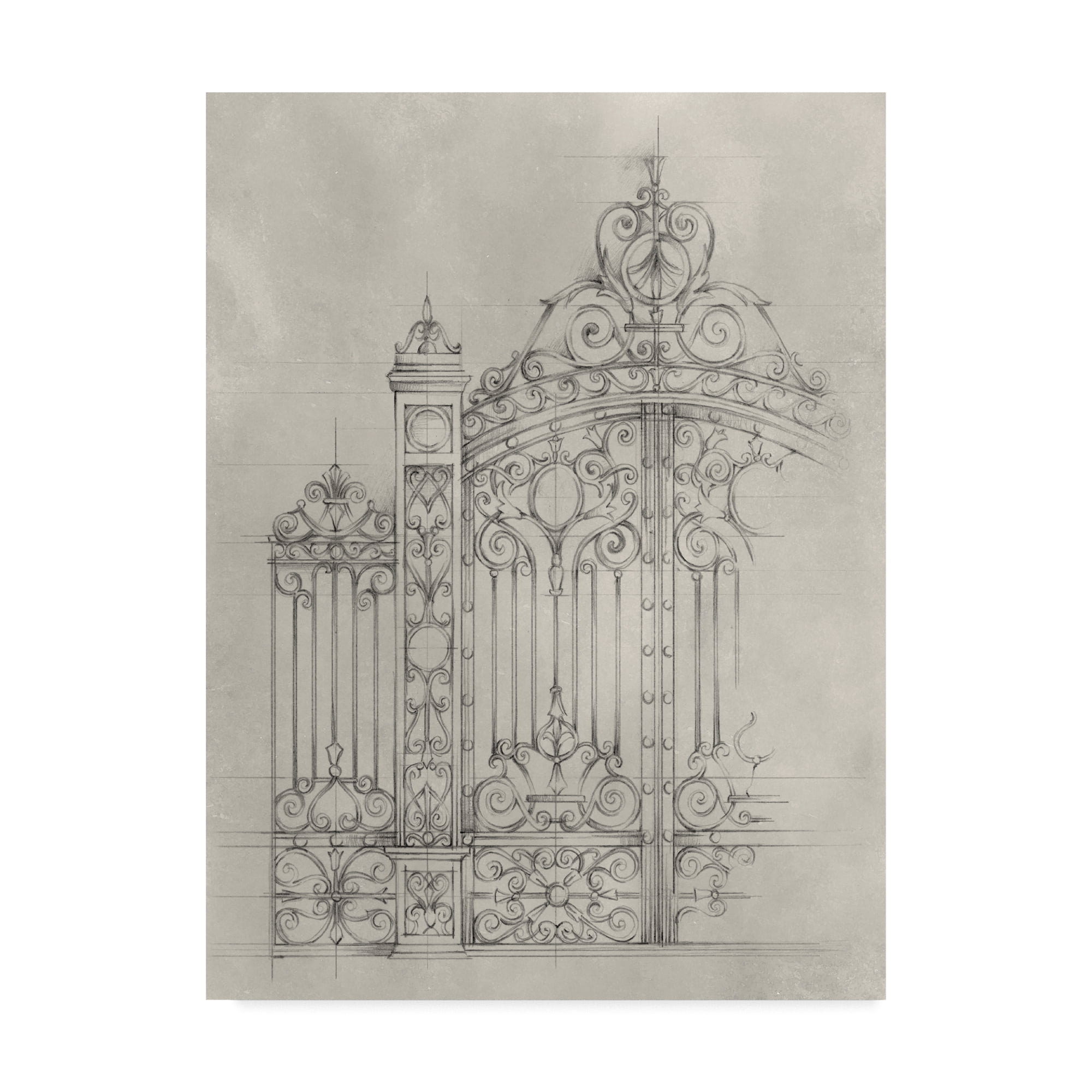 Architectural Iron Gate Design Canvas Print in Gray, 24" x 32"