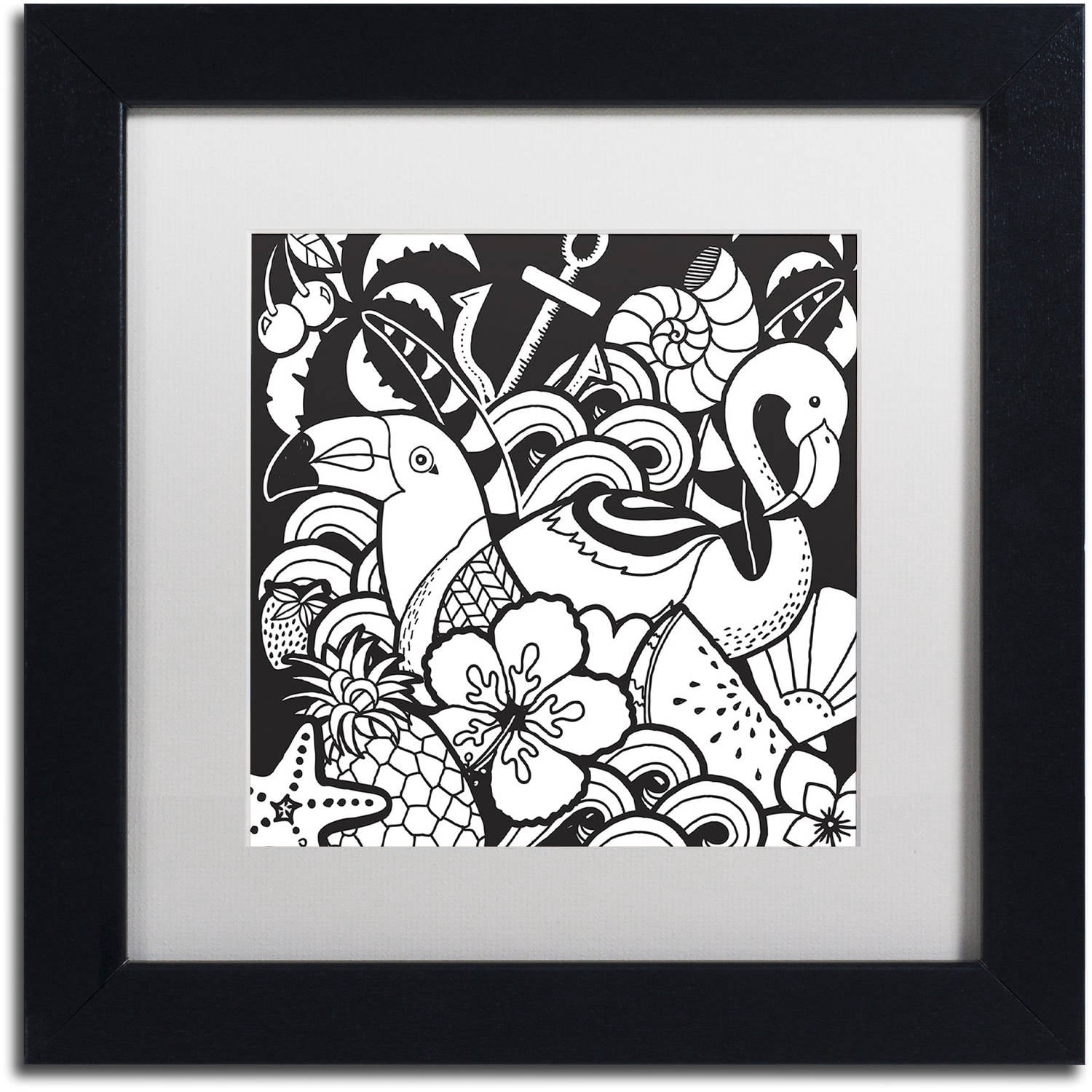 Trademark Fine Art "Island Fun" Canvas Art by Hello Angel, White Matte, Black Frame