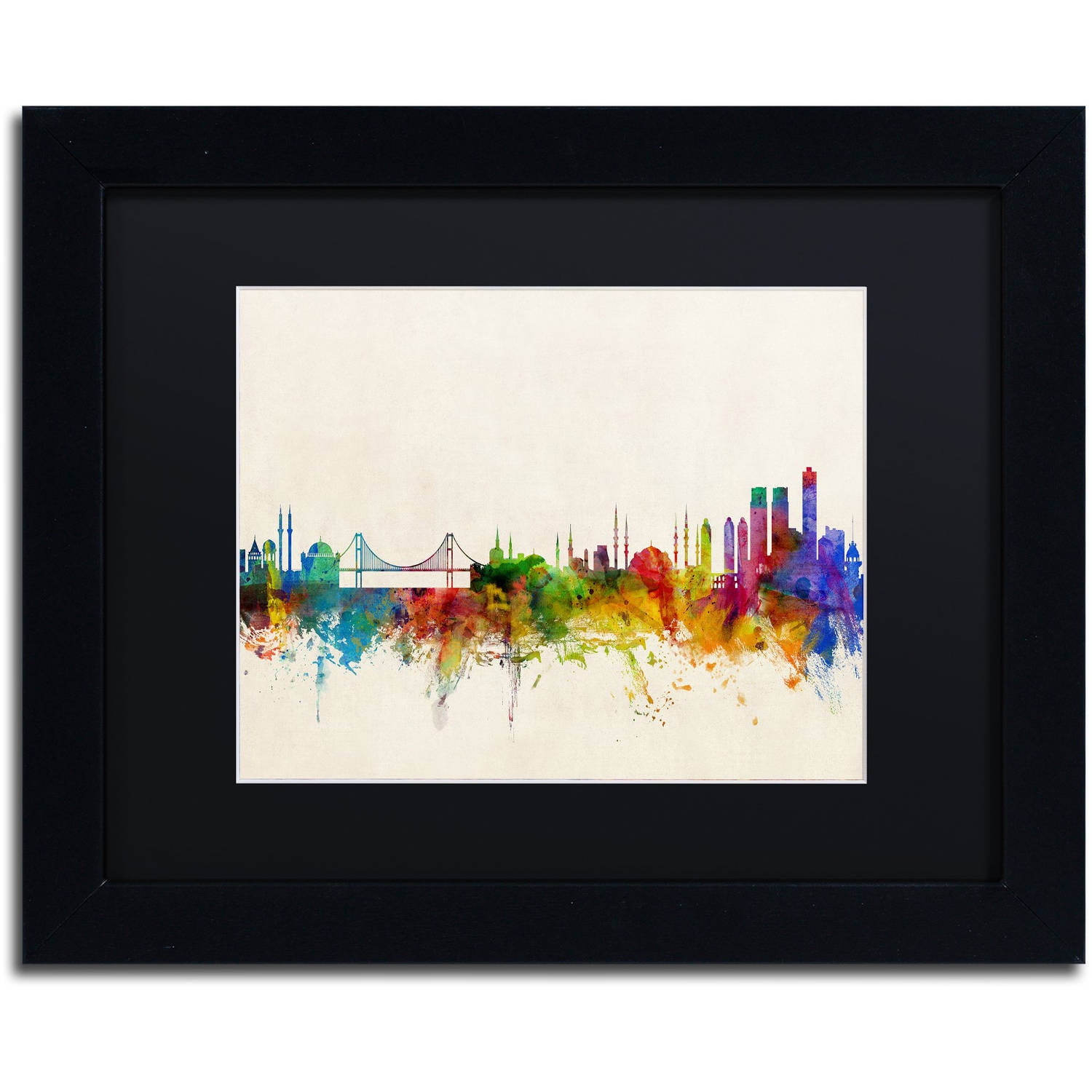 Trademark Fine Art 'Istanbul Turkey Skyline' Canvas Art by Michael Tompsett, Black Matte, Black Frame