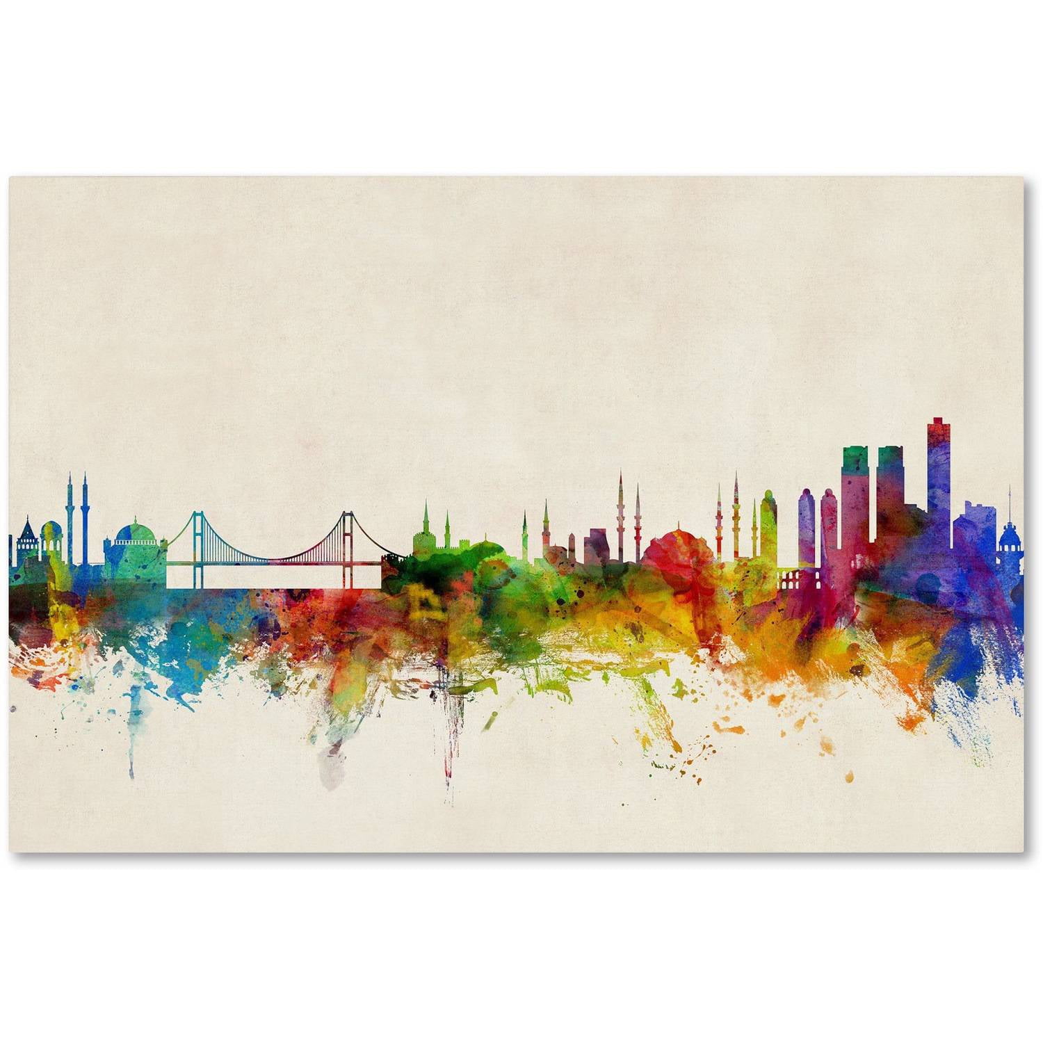 Trademark Fine Art "Istanbul Turkey Skyline" Canvas Art by Michael Tompsett