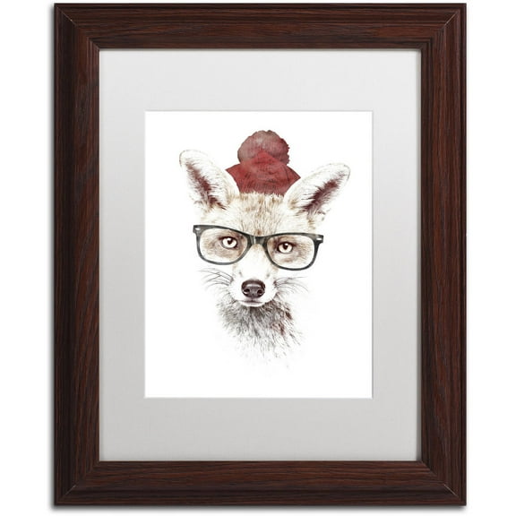 Trademark Fine Art 'It's Pretty Cold Outside' Canvas Art by Robert Farkas, White Matte, Wood Frame