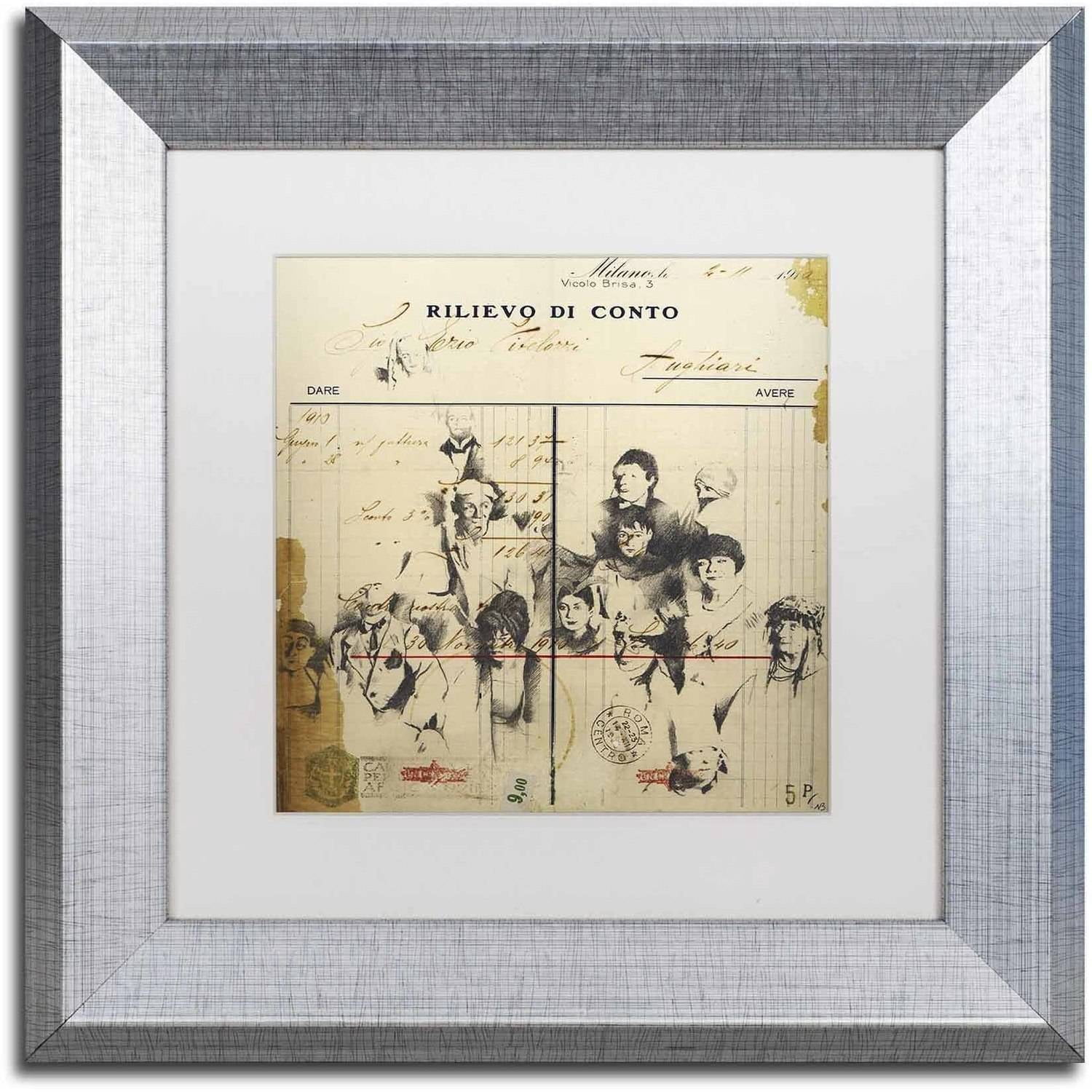 Trademark Fine Art 'Italian Invoice' Canvas Art by Nick Bantock, White Matte, Silver Frame