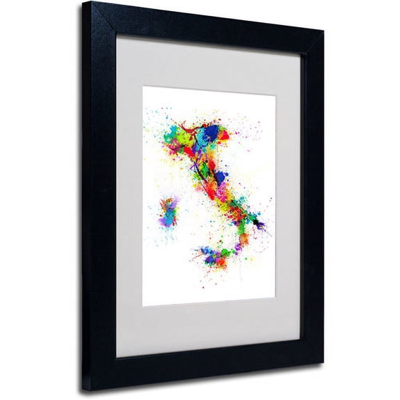 Trademark Fine Art "Italy Paint Splashes Map" Matted Framed by Michael Tompsett