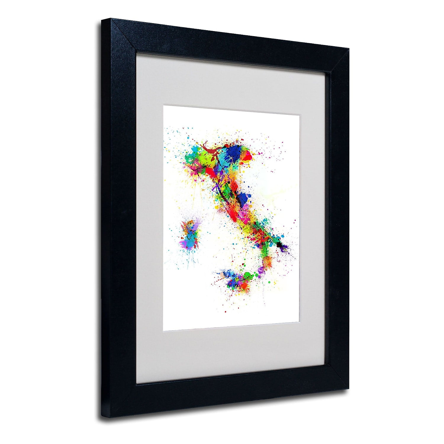 Trademark Fine Art "Italy Paint Splashes Map" Matted Framed by Michael Tompsett