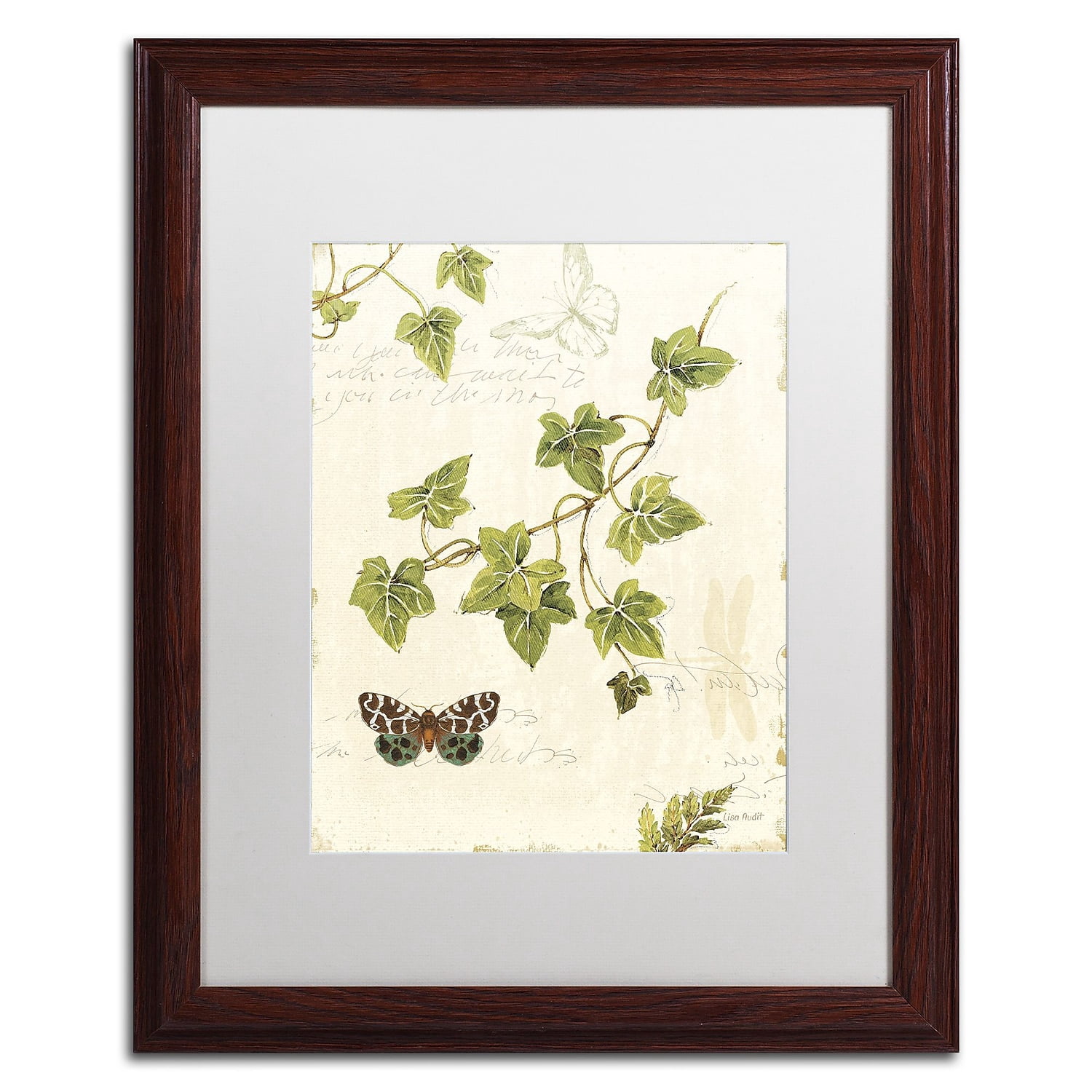 Trademark Fine Art "Ivies and Ferns II" Canvas Art by Lisa Audit, White Matte, Wood Frame