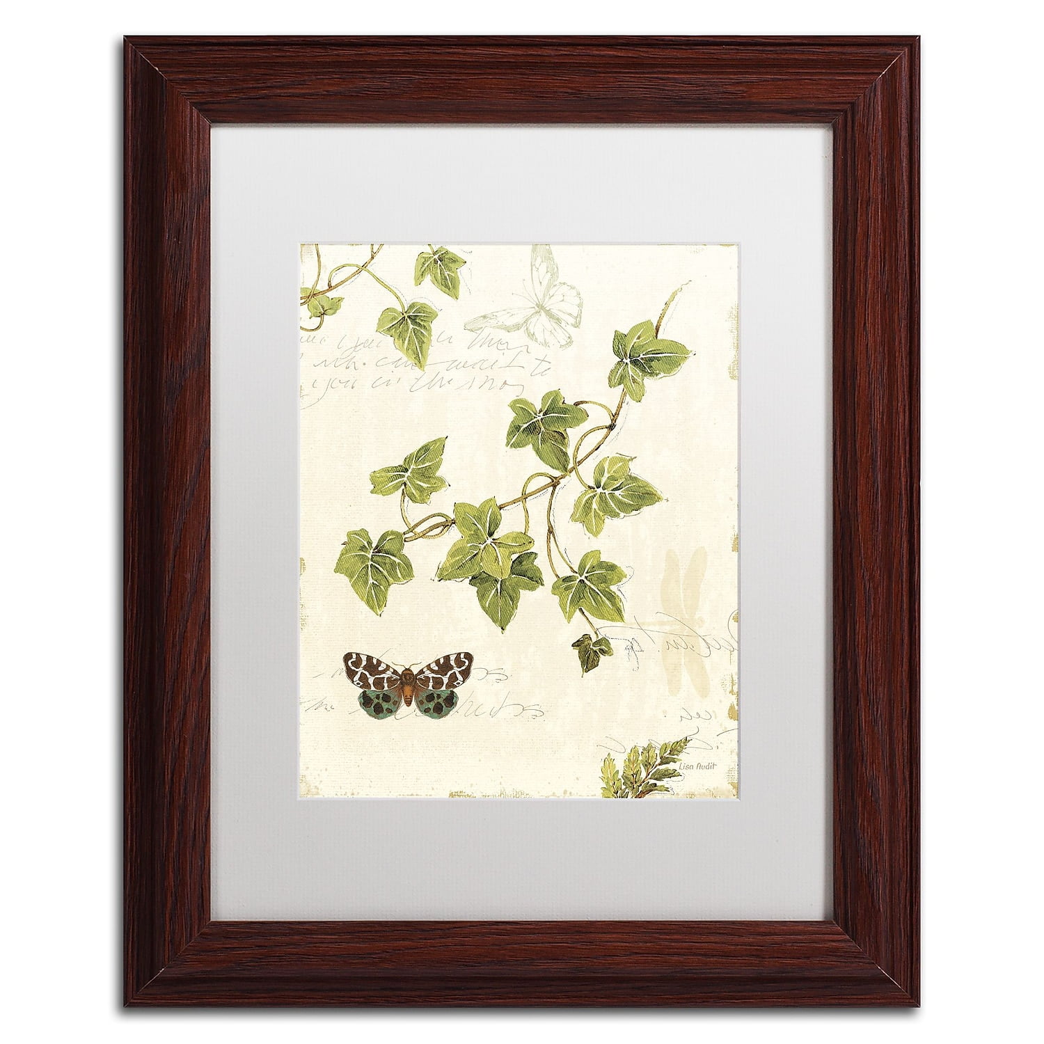 Trademark Fine Art "Ivies and Ferns II" Canvas Art by Lisa Audit, White Matte, Wood Frame
