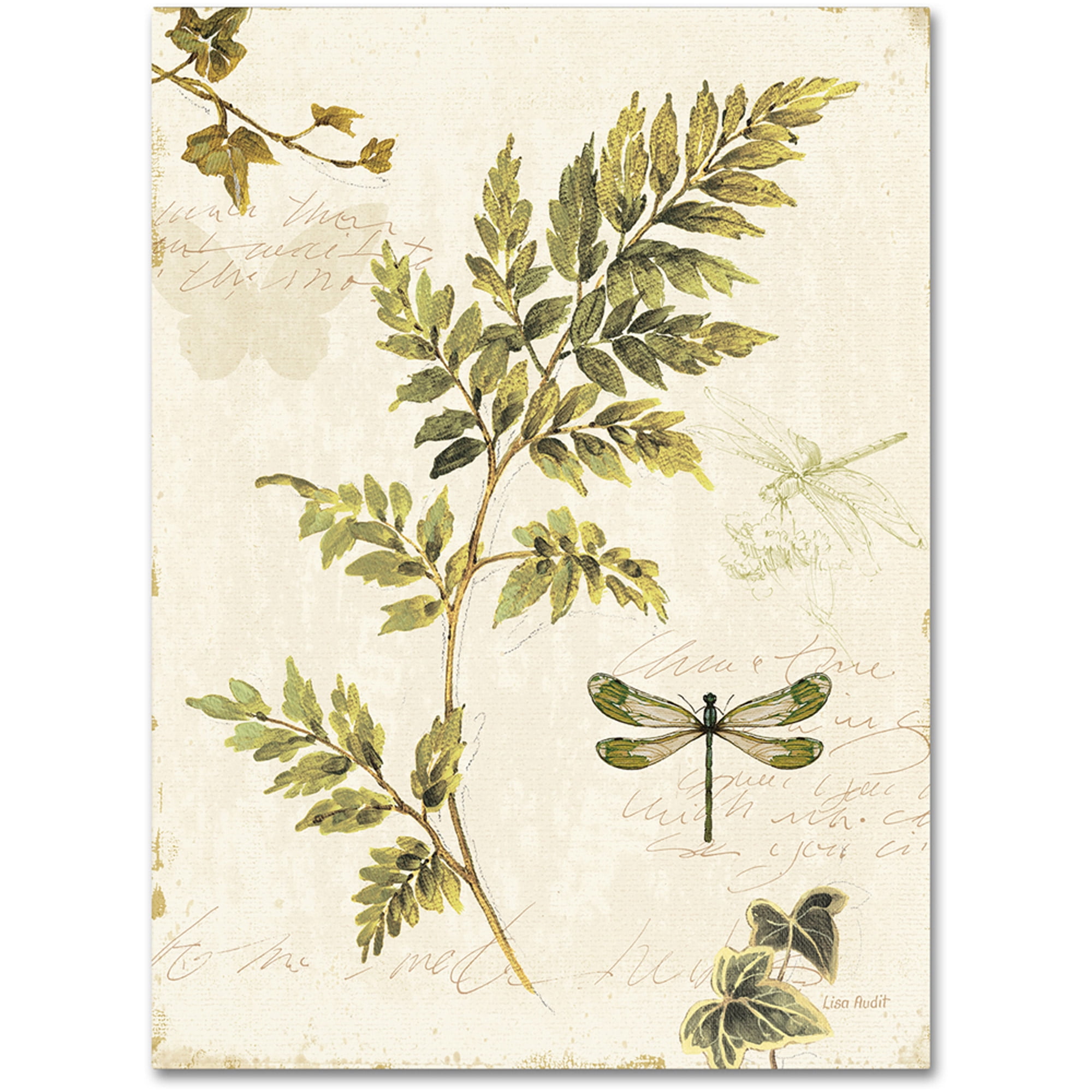 Ivies and Ferns III Green and Beige Canvas Art