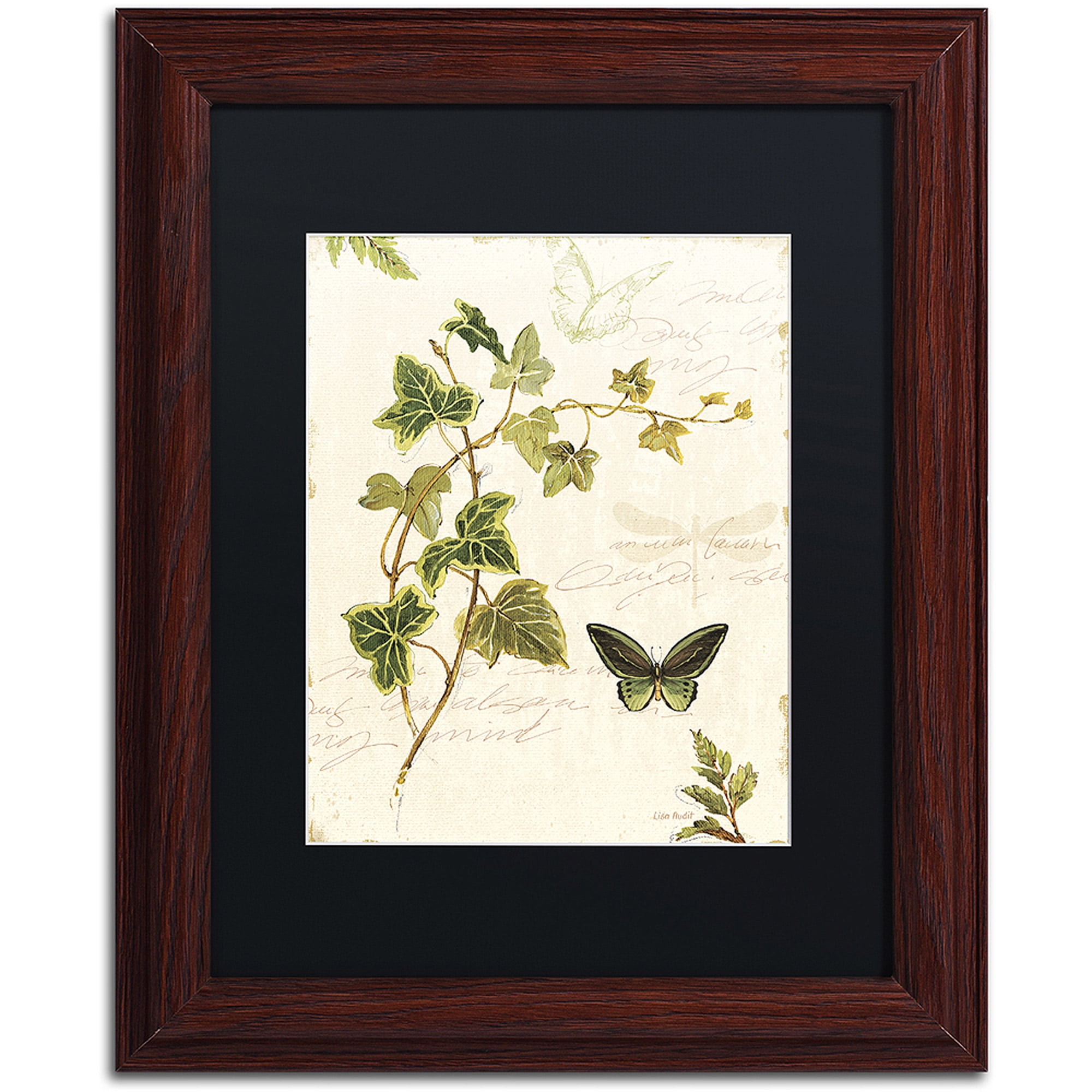 Trademark Fine Art "Ivies and Ferns IV" Canvas Art by Lisa Audit, Black Matte, Wood Frame
