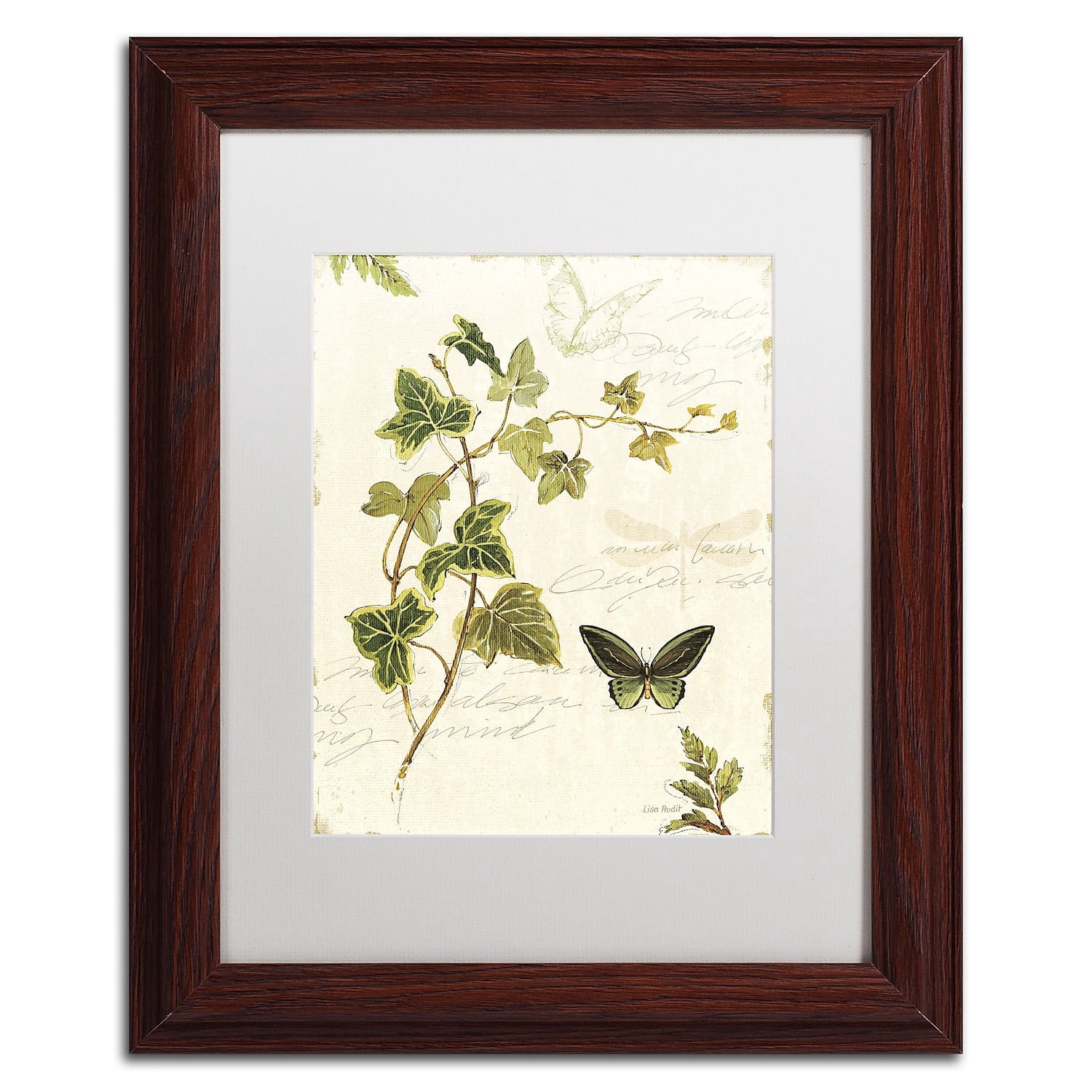 Trademark Fine Art "Ivies and Ferns IV" Canvas Art by Lisa Audit, White Matte, Wood Frame