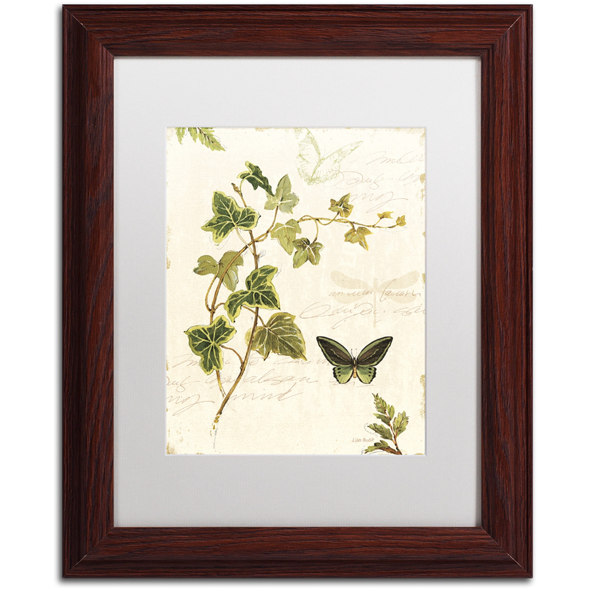 "Trademark Fine Art ""Ivies and Ferns IV"" Canvas Art by Lisa Audit, White Matte, Wood Frame"