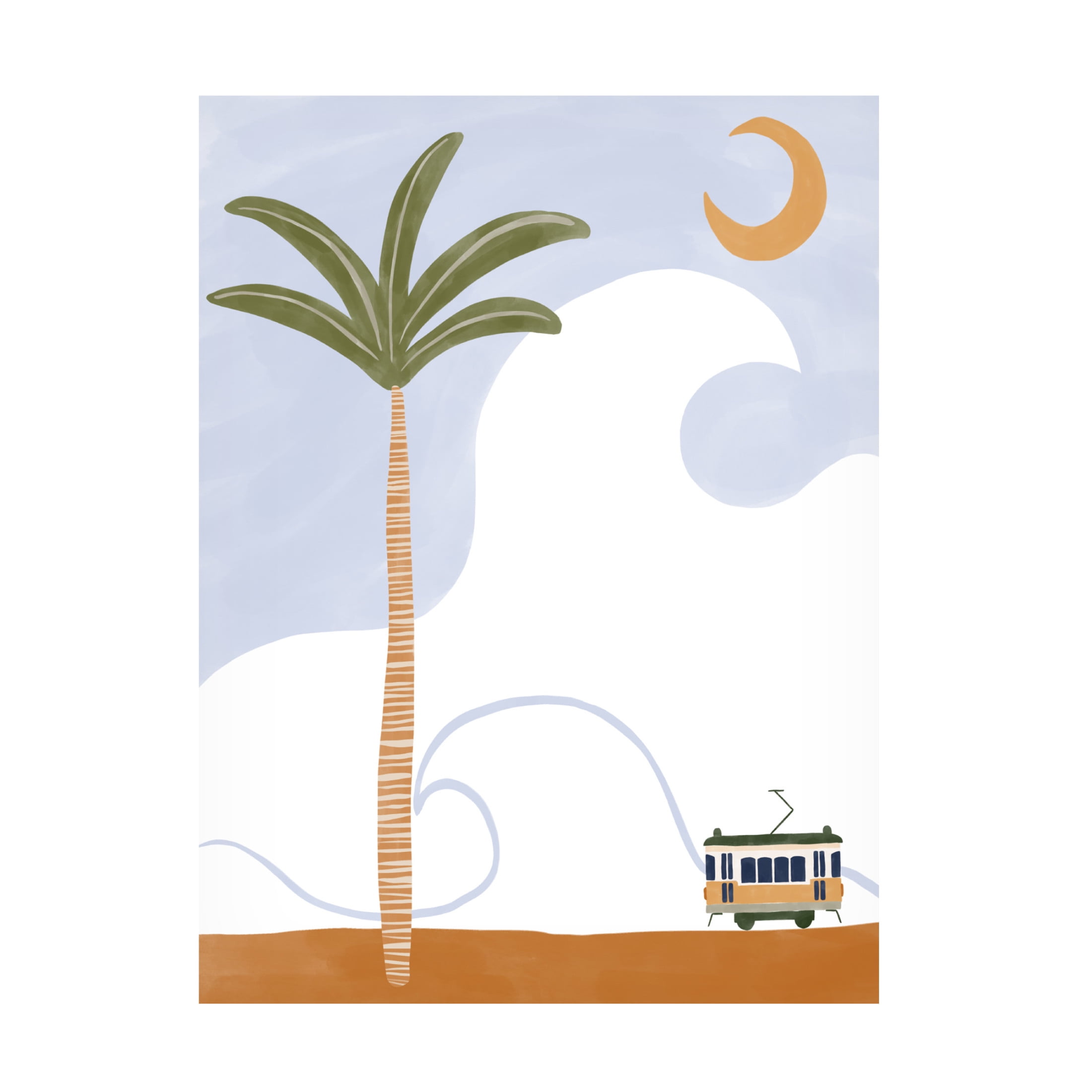 Trademark Fine Art Ivy Green Illustrations Little Tram On Beach Canvas Wall Art