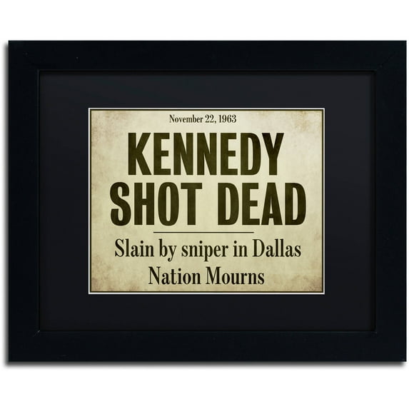 Trademark Fine Art "JFK" Canvas Art by Color Bakery Black Matte, Black Frame