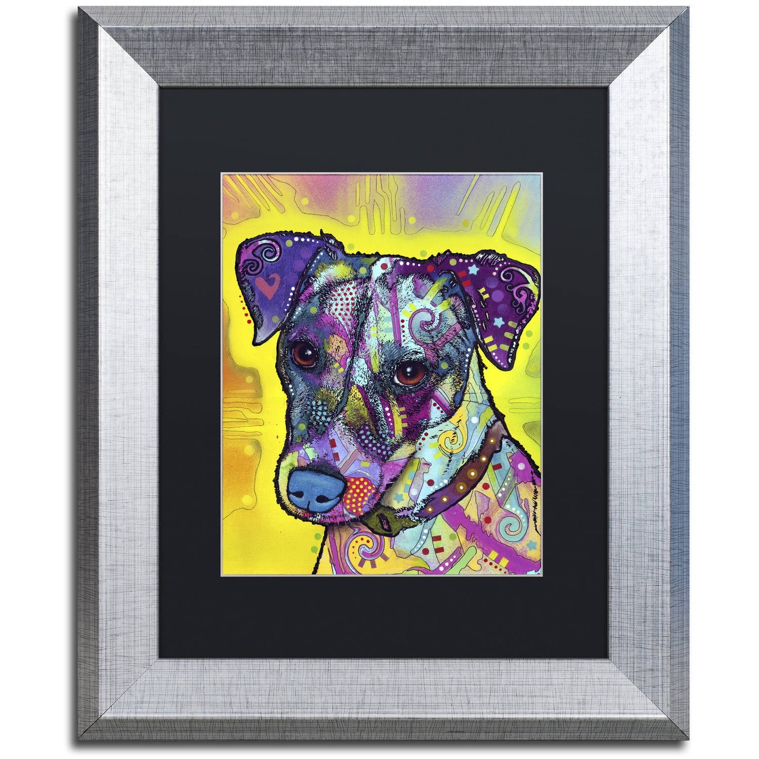 Trademark Fine Art "Jack Russell" Canvas Art by Dean Russo, Black Matte, Silver Frame