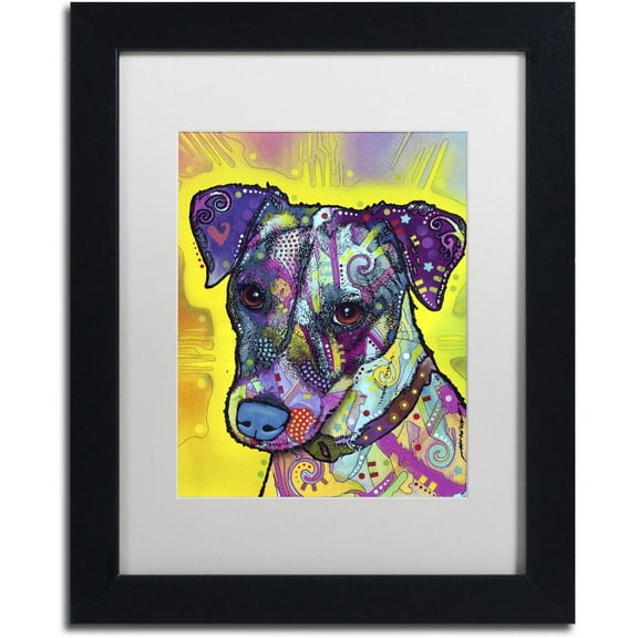 Trademark Fine Art "Jack Russell" Canvas Art by Dean Russo, White Matte, Black Frame