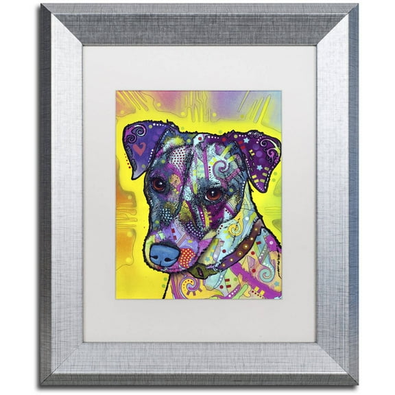 Trademark Fine Art "Jack Russell" Canvas Art by Dean Russo, White Matte, Silver Frame