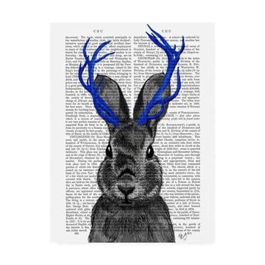 Trademark Fine Art 'Jackalope With Blue Antlers' Canvas Art by Fab Funky