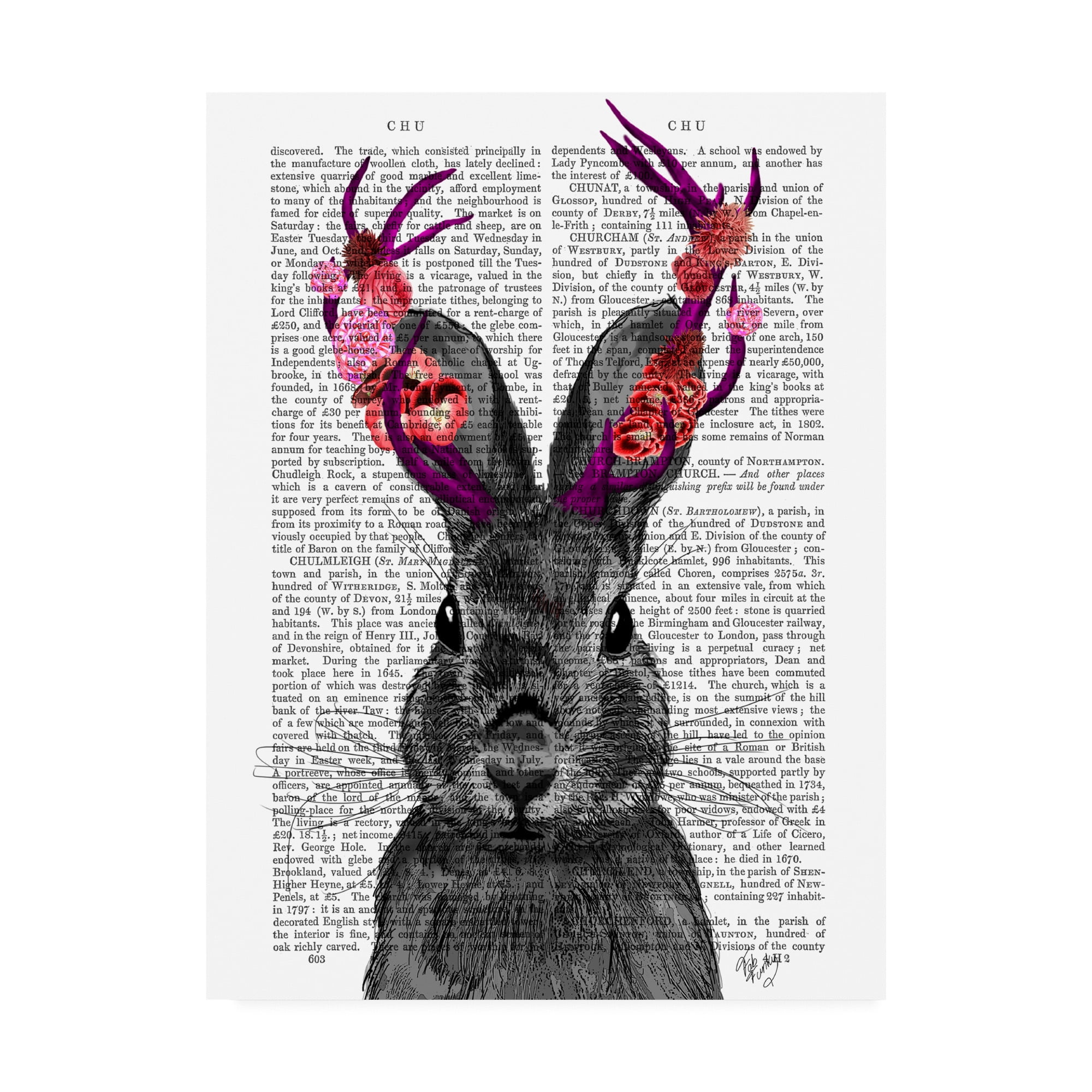 Trademark Fine Art 'Jackalope With Pink Antlers' Canvas Art by Fab Funky