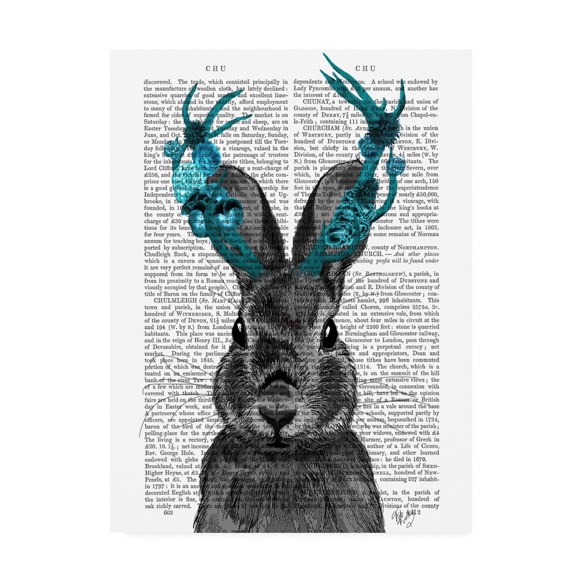 Trademark Fine Art 'Jackalope With Turquoise Antlers' Canvas Art by Fab Funky