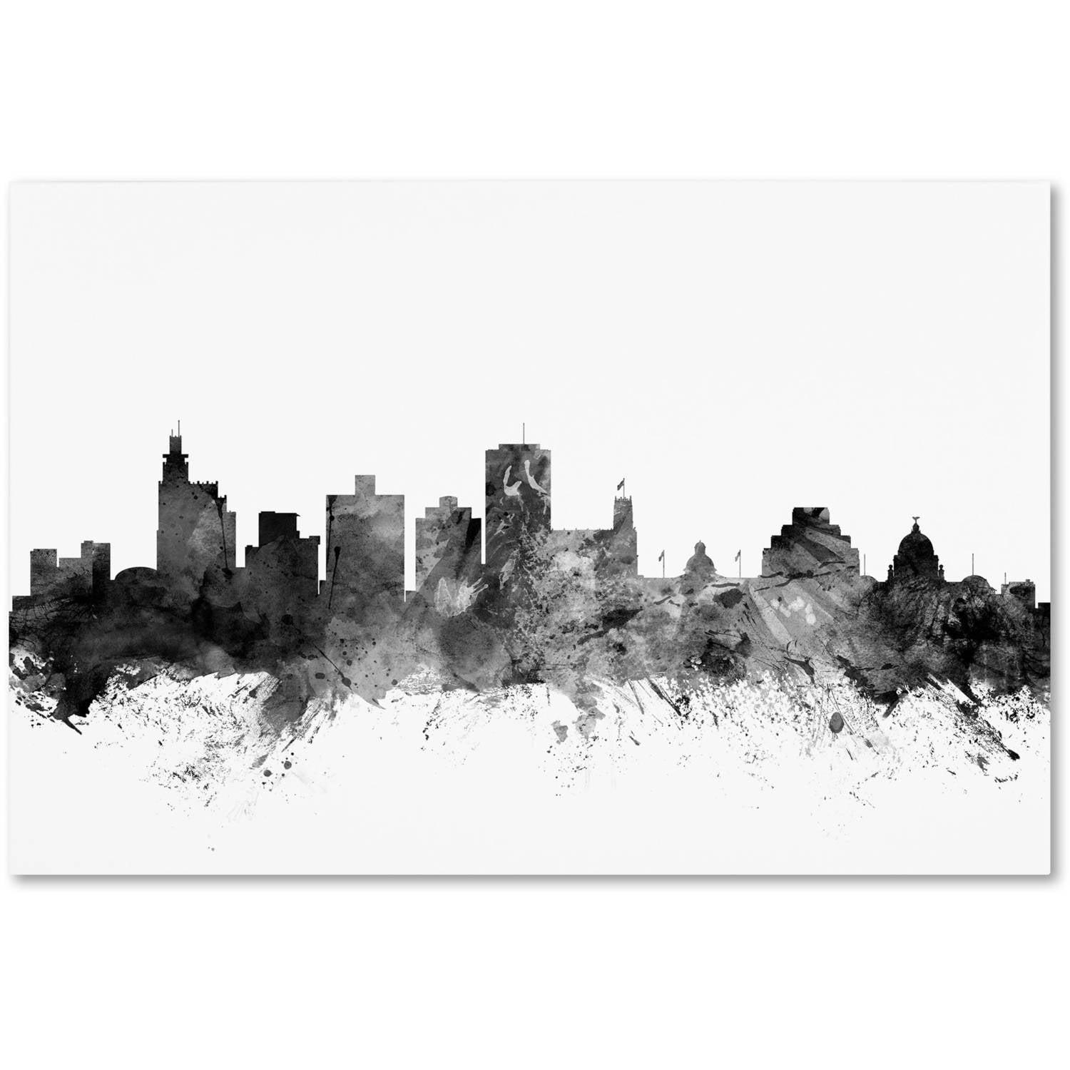 Trademark Fine Art "Jackson MS Skyline B&W" Canvas Art by Michael Tompsett