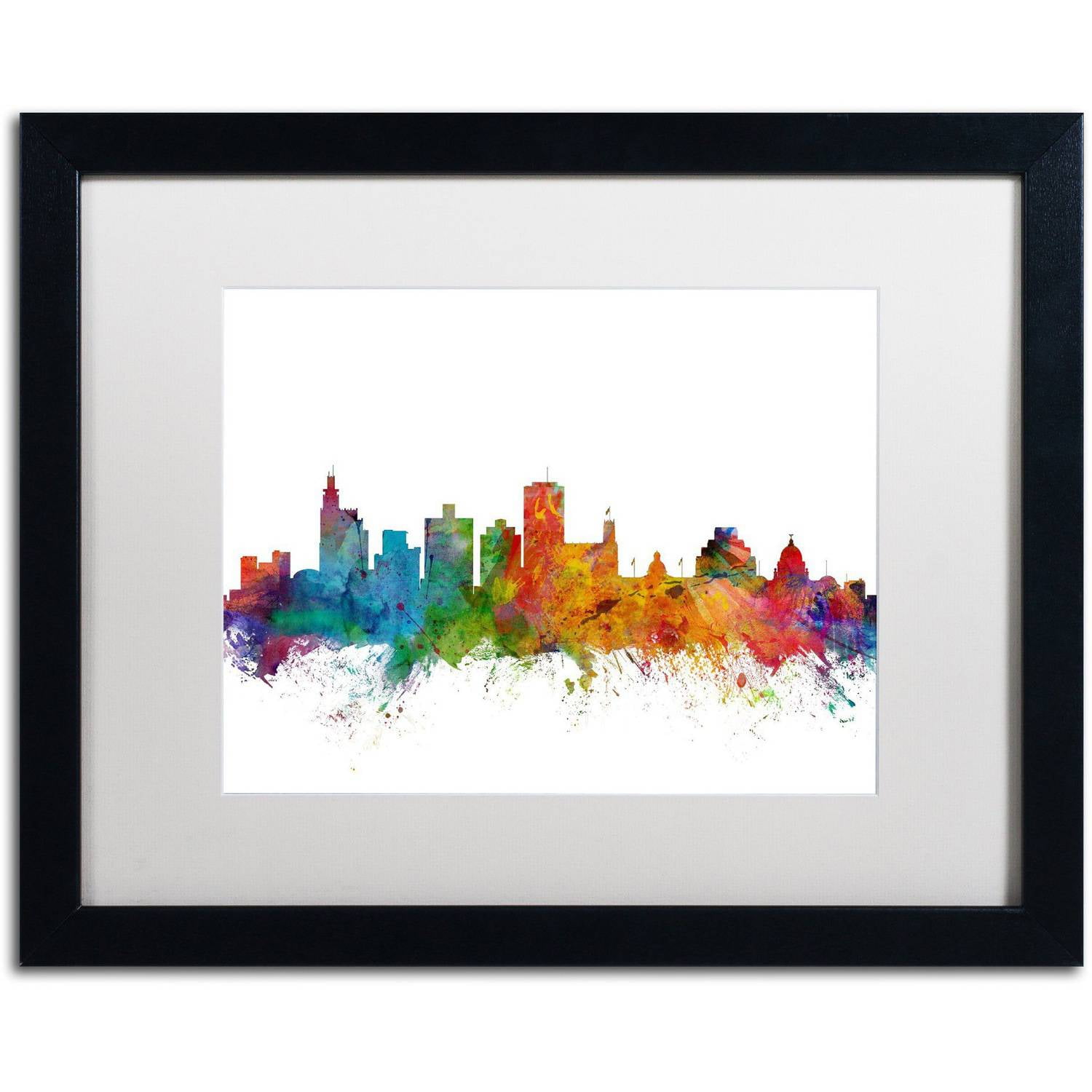 Trademark Fine Art 'Jackson Mississippi Skyline' Canvas Art by Michael Tompsett, White Matte, Black Frame
