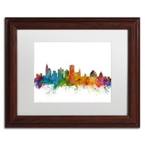 Trademark Fine Art 'Jackson Mississippi Skyline' Canvas Art by Michael Tompsett, White Matte, Wood Frame