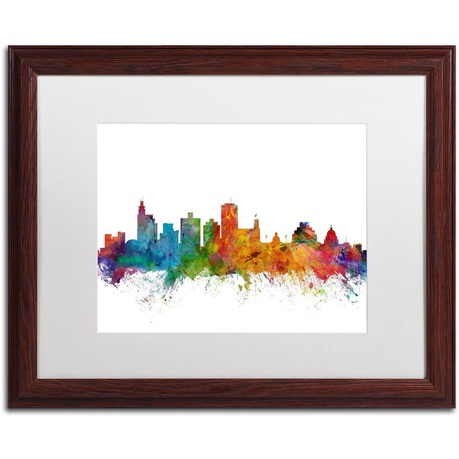 Trademark Fine Art 'Jackson Mississippi Skyline' Canvas Art by Michael Tompsett, White Matte, Wood Frame