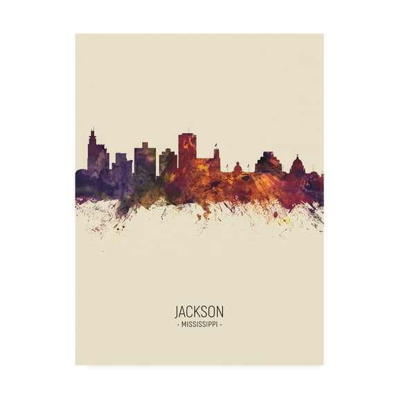 Trademark Fine Art 'Jackson Mississippi Skyline Portrait III' Canvas Art by Michael Tompsett
