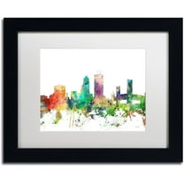 Trademark Fine Art "Jacksonville Florida Skyline SP" Canvas Art by Marlene Watson, White Matte, Black Frame