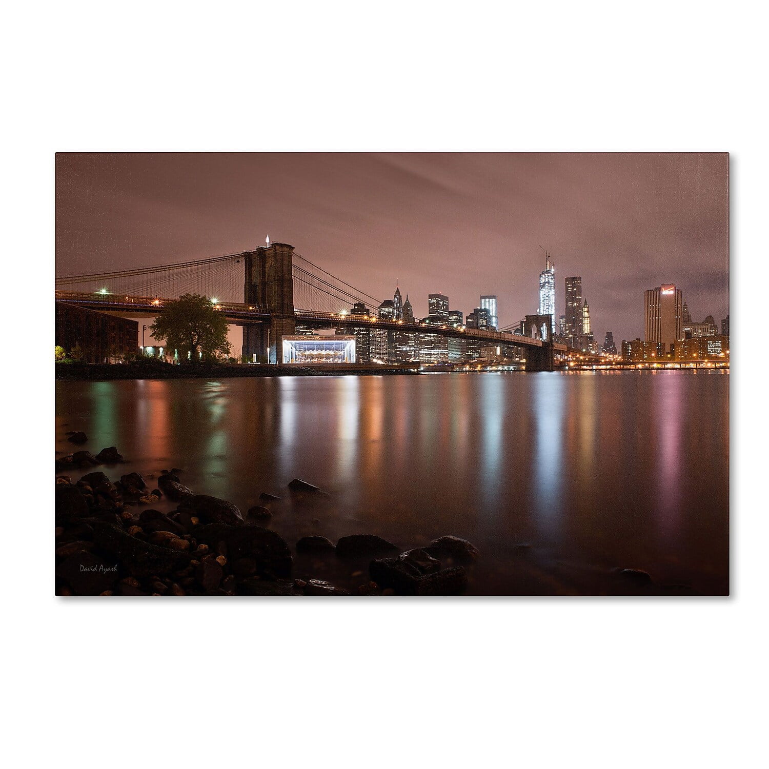 Trademark Fine Art "Jane's Carousel, Brooklyn Bridge-COLOR" Canvas Art by David Ayash