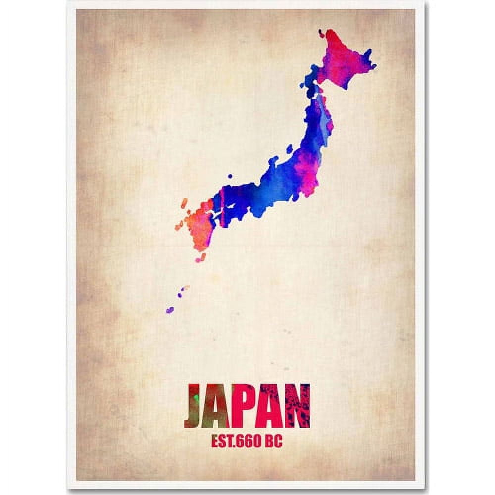 Trademark Fine Art "Japan Watercolor Map" Canvas Art by Naxart